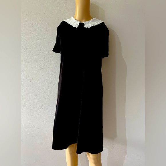 Elle Dresses & Skirts - Wednesday Addams Dress Black Midi Lace Peter Pan Collar small New W/ Tags Elle